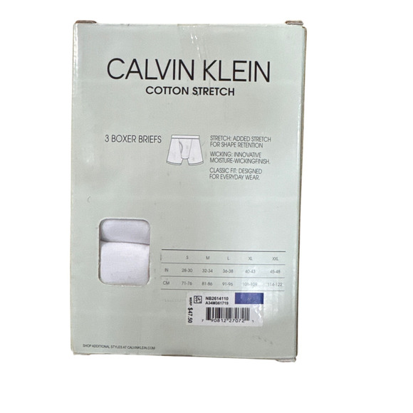 Calvin Klein Men's Large Boxers 3 Pack Cotton Tagless Stretch Boxer Brief NB2614 - Picture 2 of 5